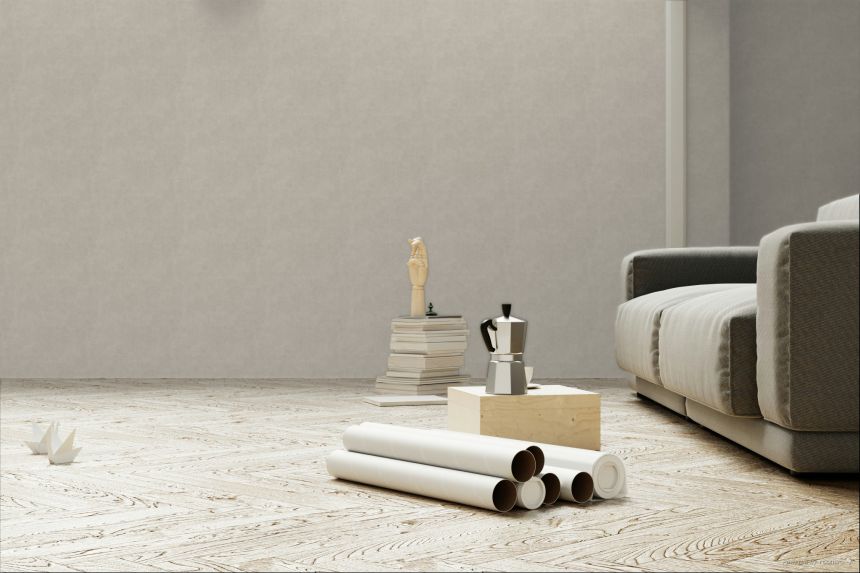 Tapete, grau-gold, Stoffoptik, 32481, Vitalis, Parato by Cristiana Masi