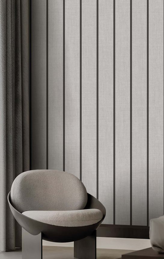 Tapete, grau-schwarz, Stoffoptik, Streifen, 38462, Top Stripes, Parato by Cristiana Masi