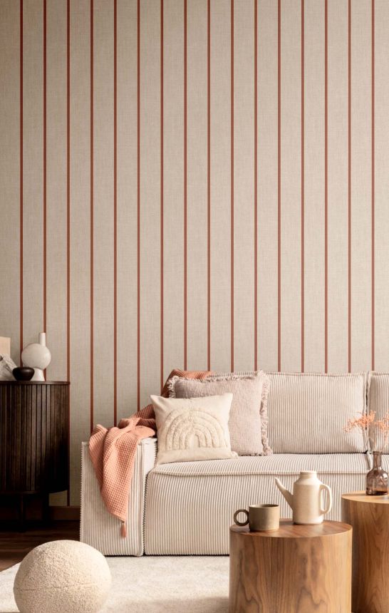 Tapete, beige-braun, Stoffoptik, Streifen, 38464, Top Stripes, Parato by Cristiana Masi