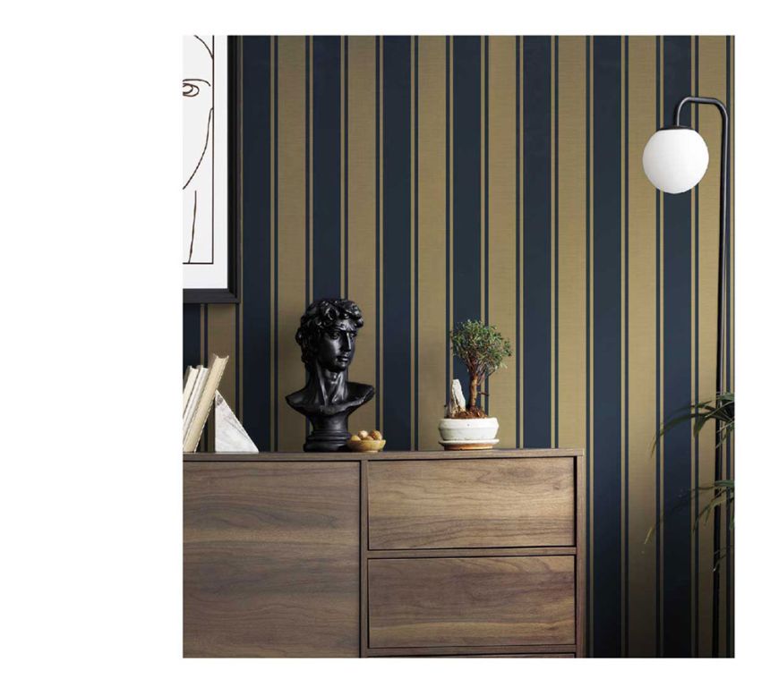 Vliestapete, blau-gold, Streifen, 23679, The Best Classic & Elegant, Cristiana Masi by Parato