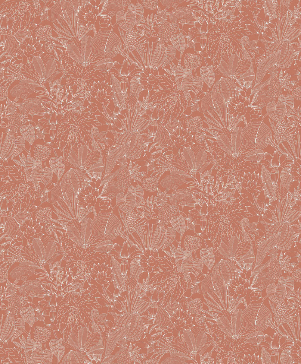 Vliestapete, braun-rosa, Blätter, ROM104, Romance, Masureel