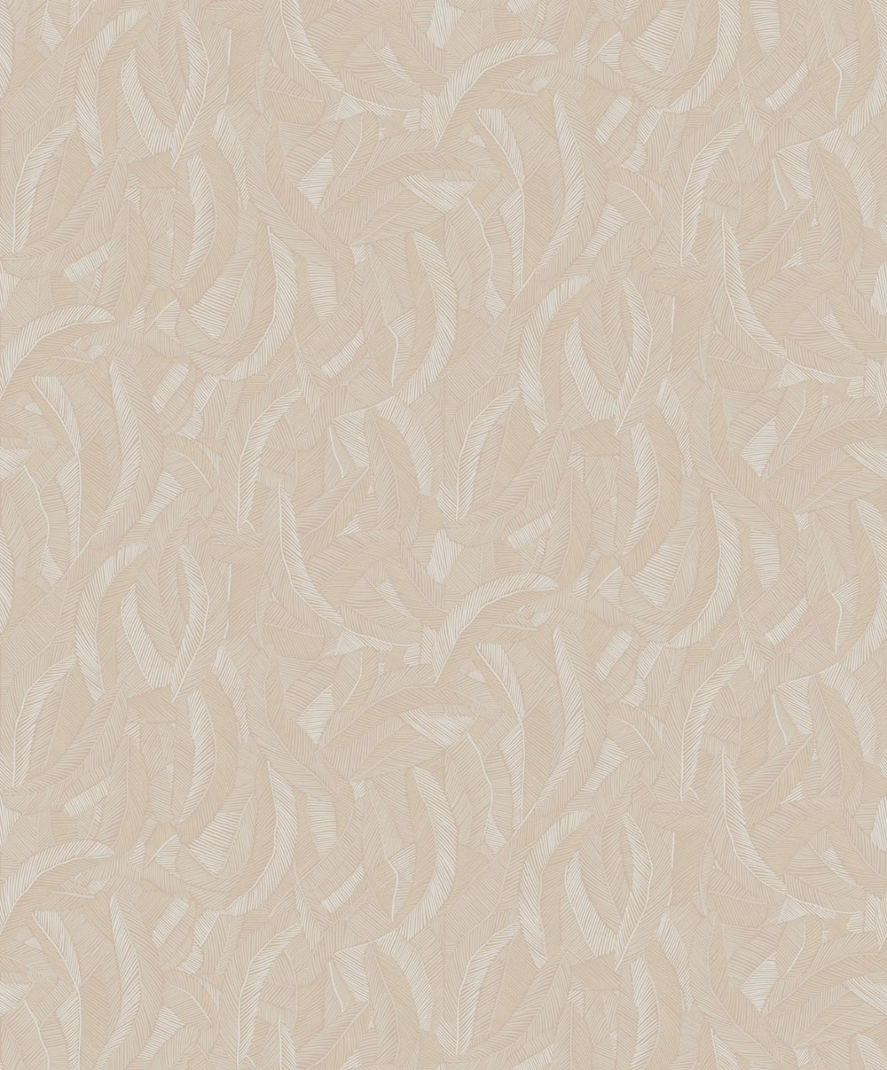 Vliestapete, beige, Blätter, Federn, ROM205, Romance, Masureel