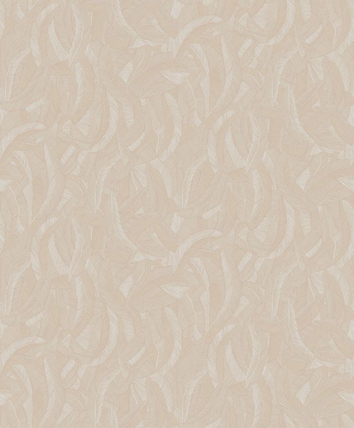 Vliestapete, beige, Blätter, Federn, ROM205, Romance, Masureel