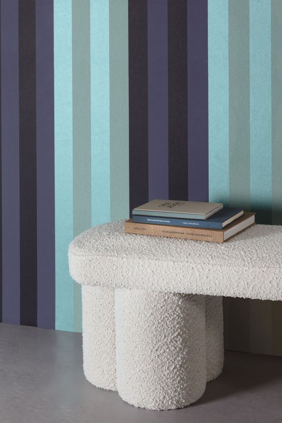 Vliestapete, grün-blau, geometrisch, Streifen, ROM503, Romance, Masureel