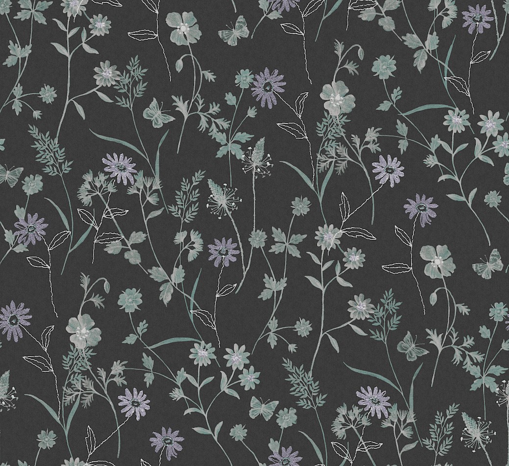 Tapete, schwarz, Blumen, ZON101, Amazone, Masureel