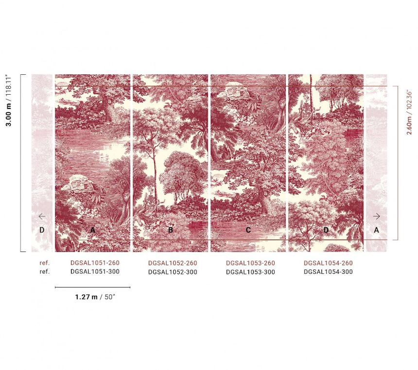 Fototapete, rot, Wald, Bäume, DGSAL1051-300, Amazone, Masureel