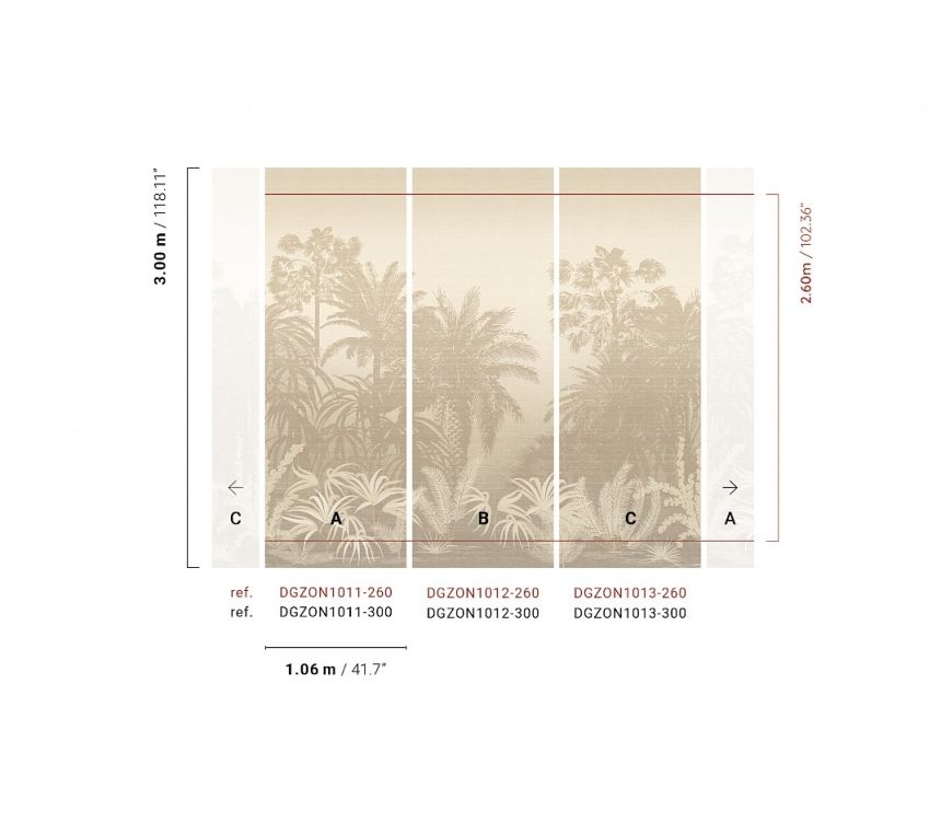 Fototapete, beige-grau, Palmen, DGZON1013-260, Amazone, Masureel