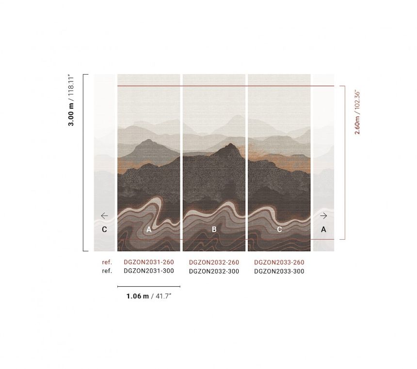 Bildtapete, grau-braun, Berglandschaft, DGZON2032-300, Amazone, Masureel