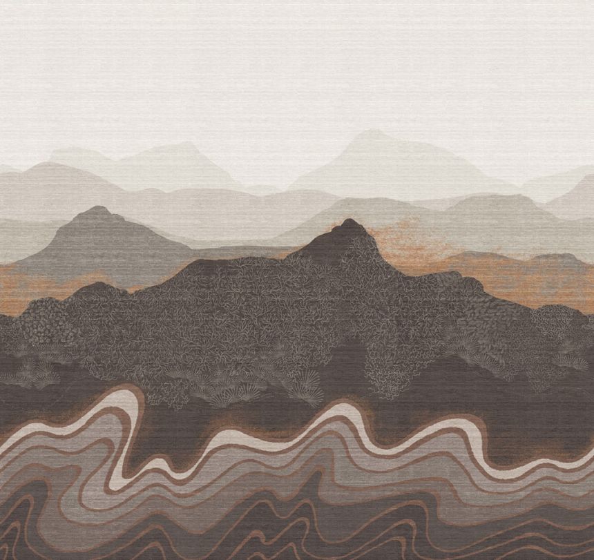Bildtapete, grau-braun, Berglandschaft, DGZON2033-300, Amazone, Masureel