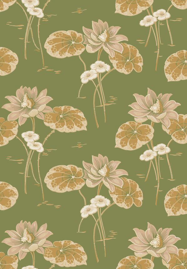 Tapete, grün, Blumen, Seerosen, 4167, Alla Tiders Hus, Borastapeter