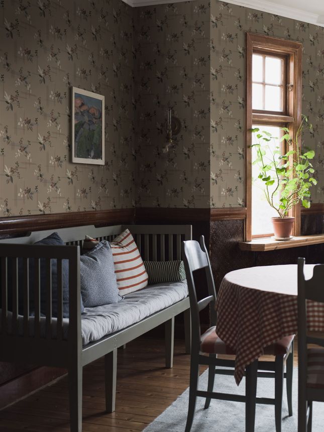 Tapete, braun, Blumen, 4173, Alla Tiders Hus, Borastapeter