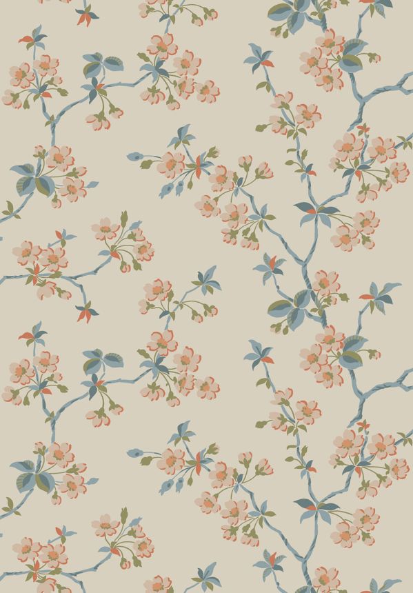 Tapete, beige, Zweige, Blumen, 4176, Alla Tiders Hus, Borastapeter