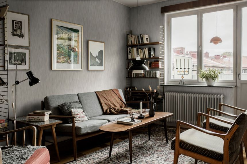 Tapete, grau, geschwungene Linien, 4178, Alla Tiders Hus, Borastapeter