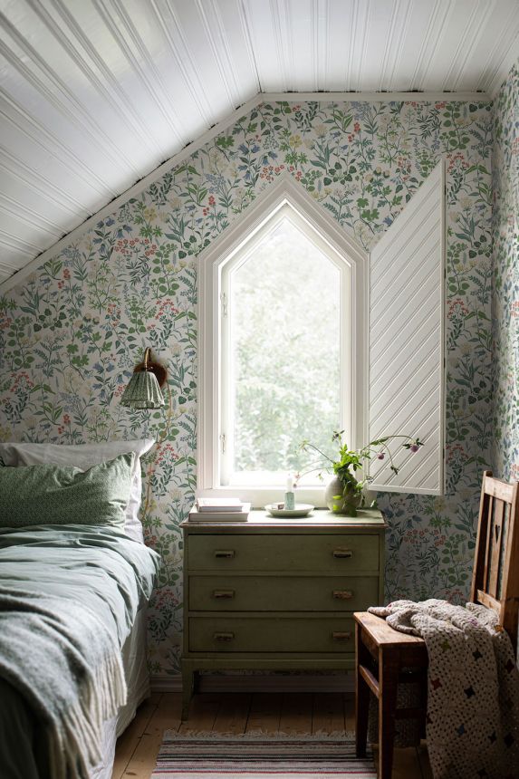 Weiße Tapete, Wiesenblumen, 4180, Alla Tiders Hus, Icons, Borastapeter