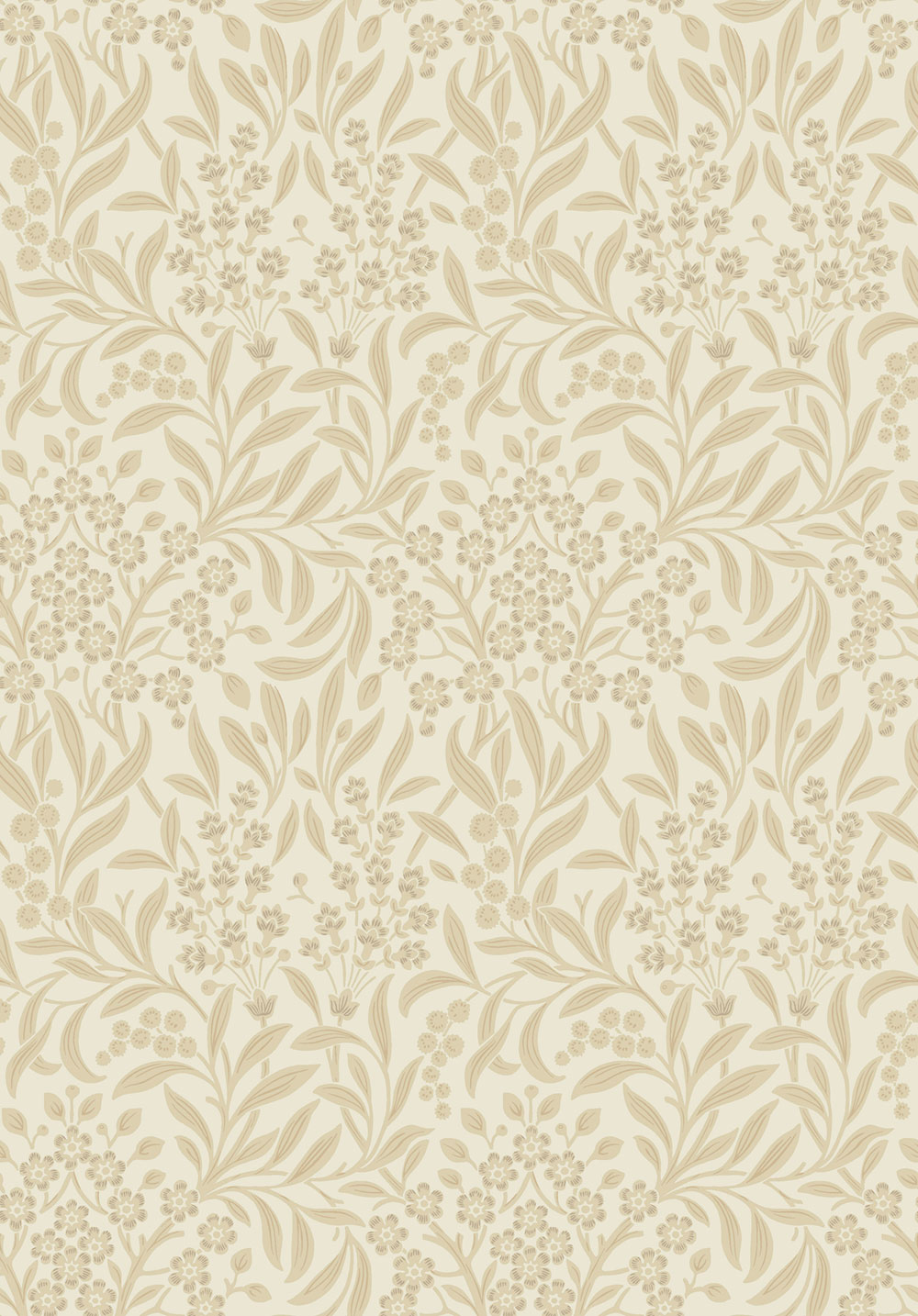 Tapete, creme, Blumen, Blätter, 4185, Alla Tiders Hus, Borastapeter