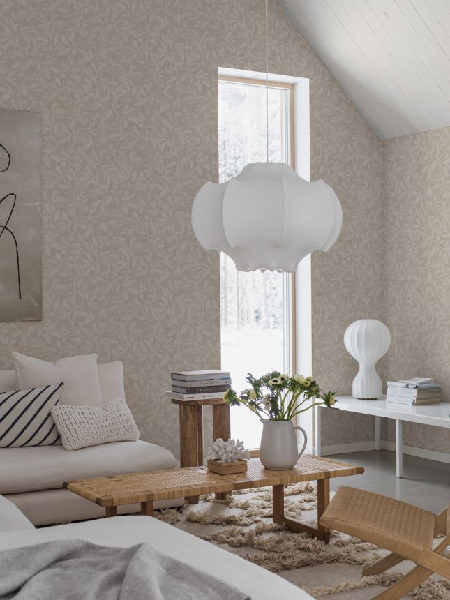 Tapete, grau-beige, Blätter, 4195, Alla Tiders Hus, Borastapeter