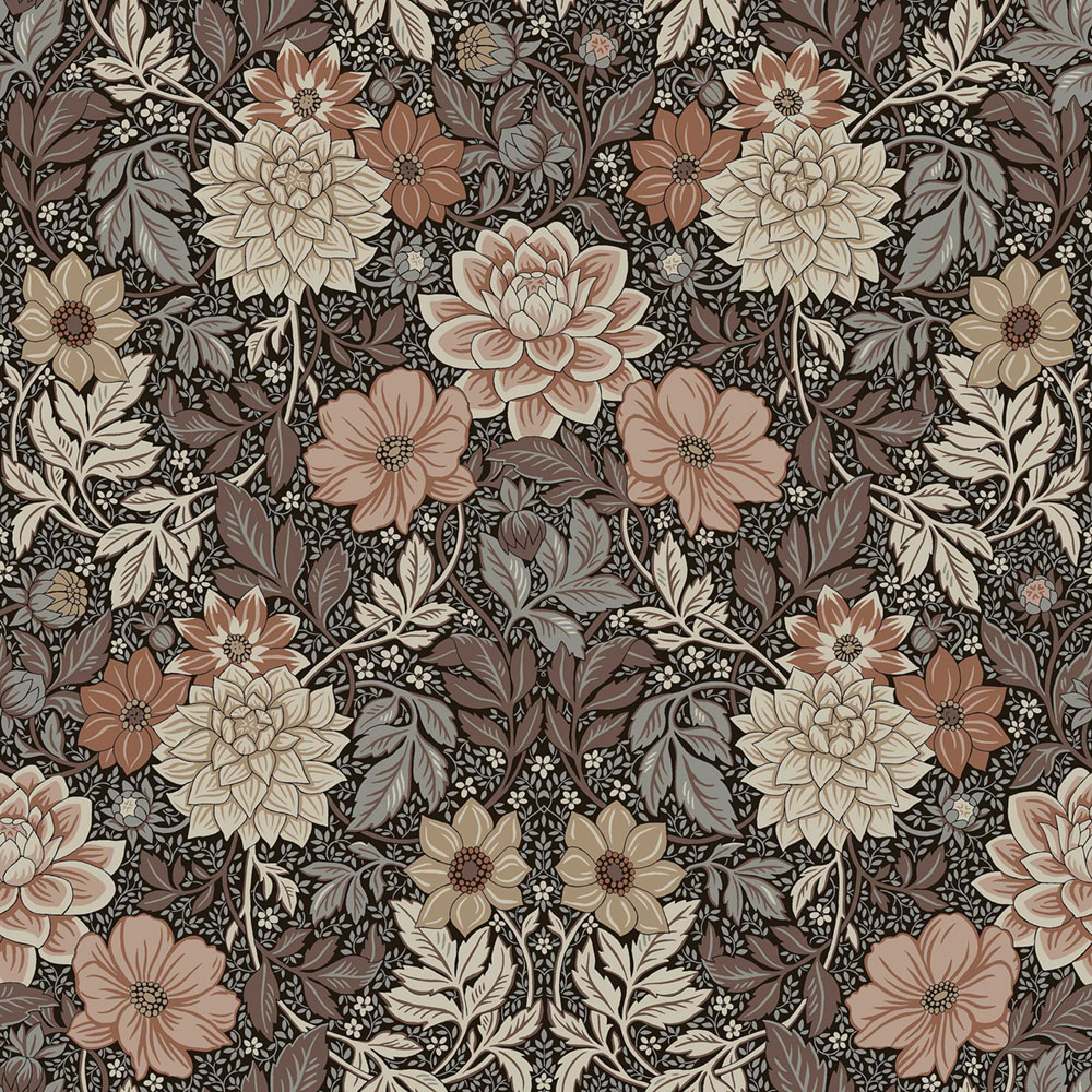 Braun-graue Tapete, Blumen, 7689, Icons, Borastapeter