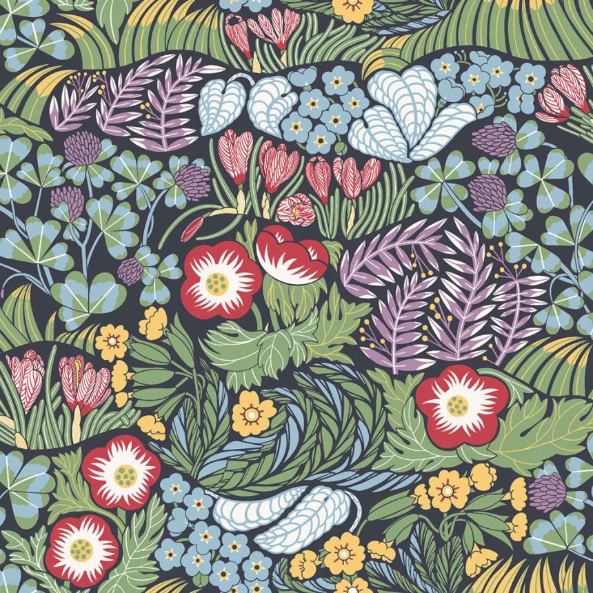 Tapete, schwarz, Blumen, 4842, New Heritage, Boråstapeter