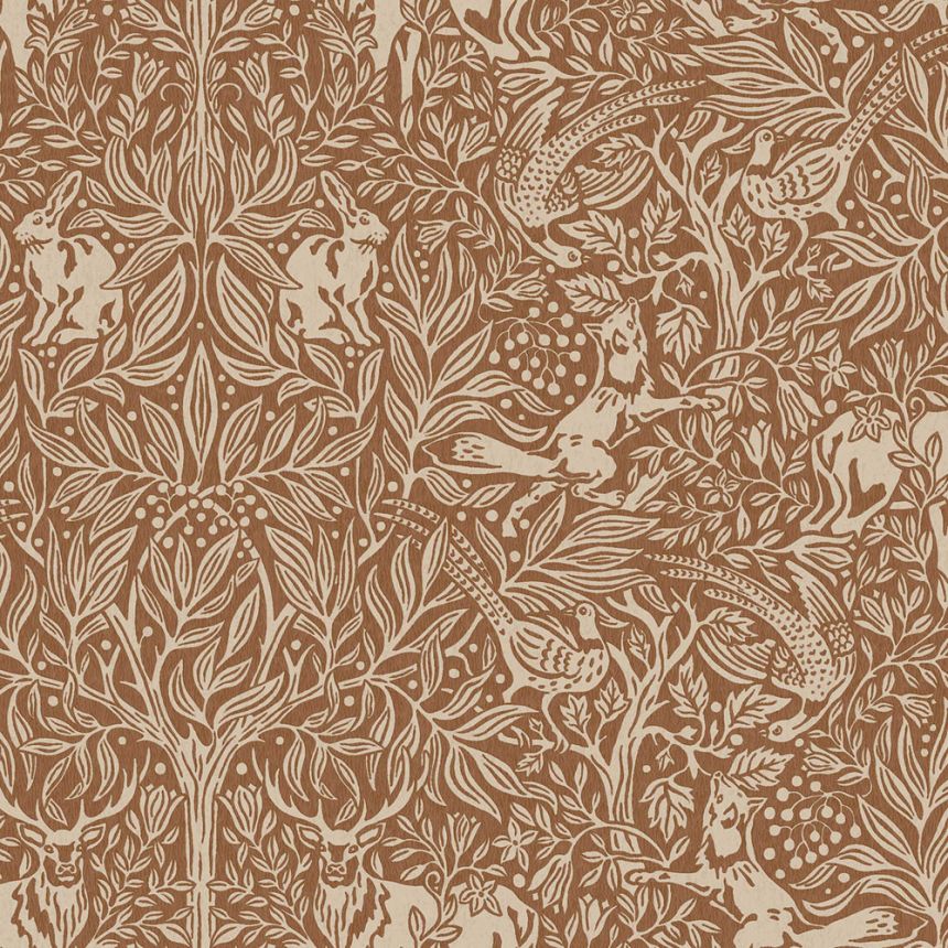 Braune Tapete, Bäume, Blätter, Tiere, 2045, Icons, Borastapeter