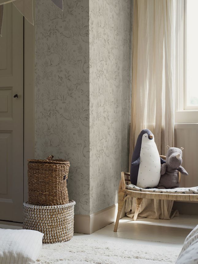 Tapete, grau-beige, Tiere, 6922, Newbie Wallpaper, Boråstapeter