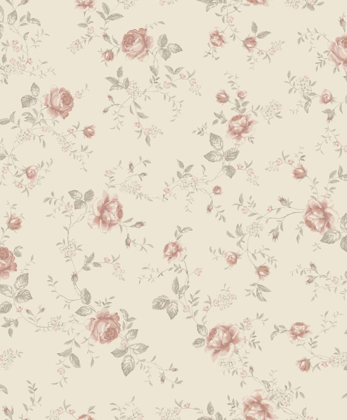 Tapete, beige, Blumen, Rosen, 6929, Newbie Wallpaper, Boråstapeter