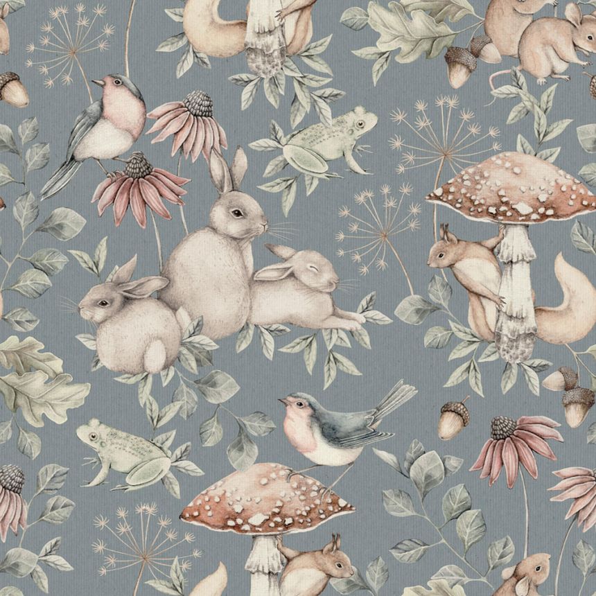 Tapete, grau-blau, Tiere, 7482, Newbie Wallpaper, Boråstapeter