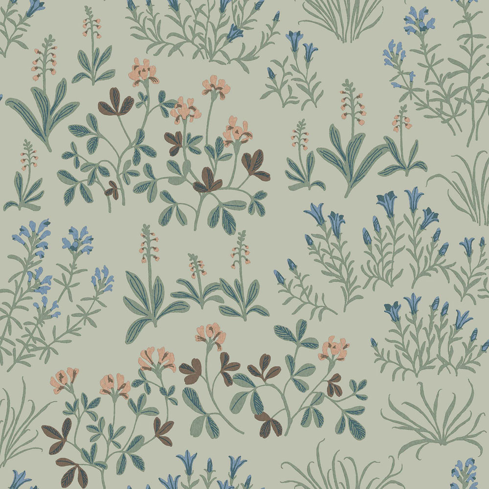 Tapete, grün, Blumen, 5801, Nordic Folk, Borastapeter