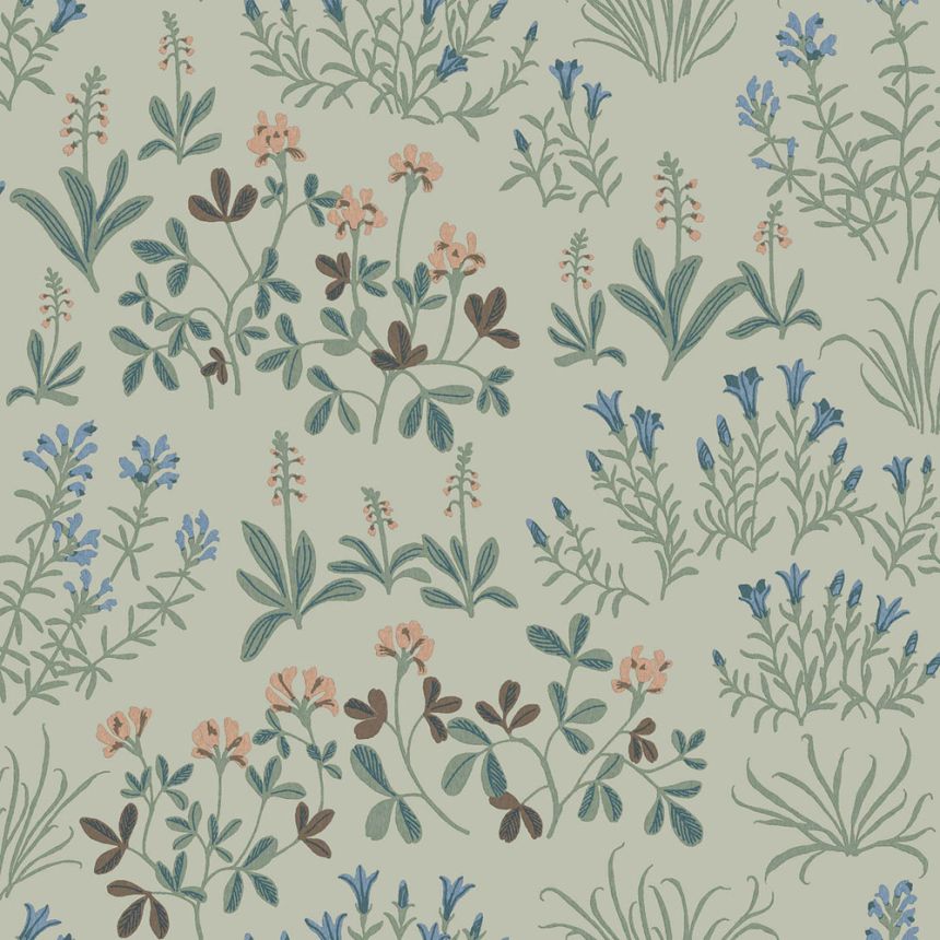 Tapete, grün, Blumen, 5801, Nordic Folk, Borastapeter
