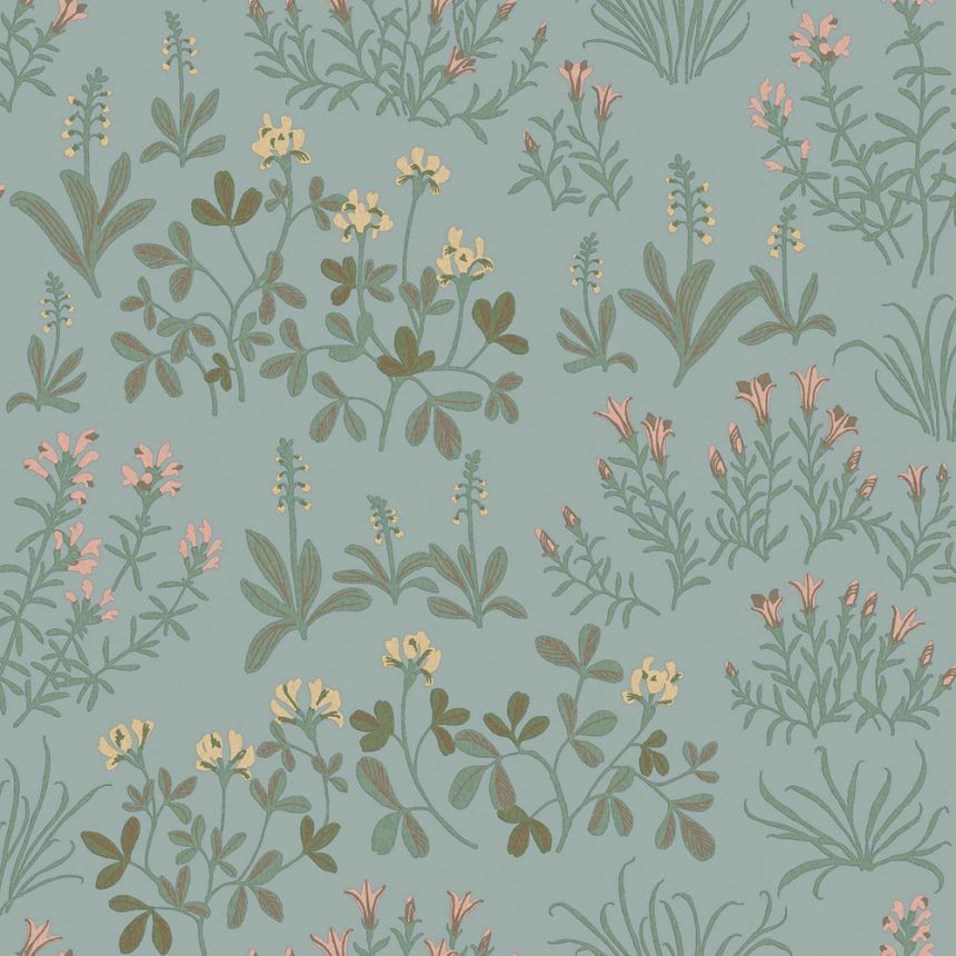 Tapete, blau, Blumen, 5802, Nordic Folk, Borastapeter