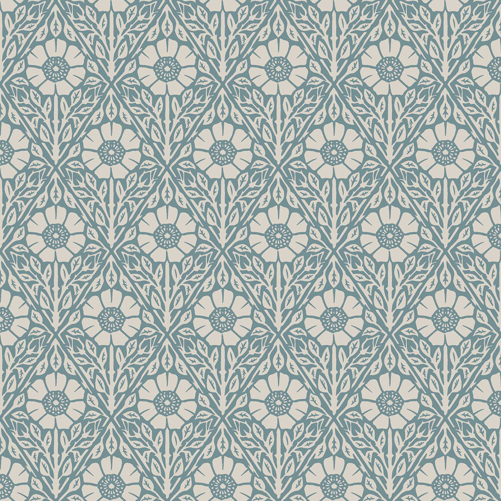 Tapete, blau, Blumen, 5813, Nordic Folk, Borastapeter