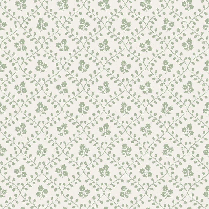 Tapete, weiß-grün, Blumen, 5823, Nordic Folk, Borastapeter
