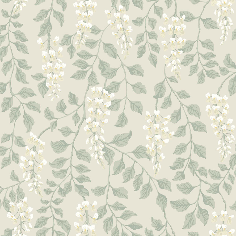 Tapete, grau-beige, Glyzinienblüten, 5708, Orangeri, Boråstapeter