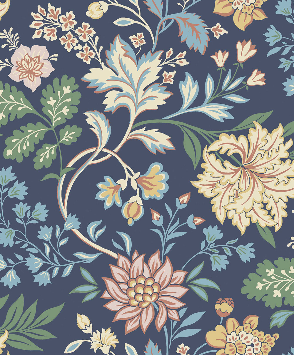 Blaue Tapete, Blumen, 2008, Icons, Borastapeter