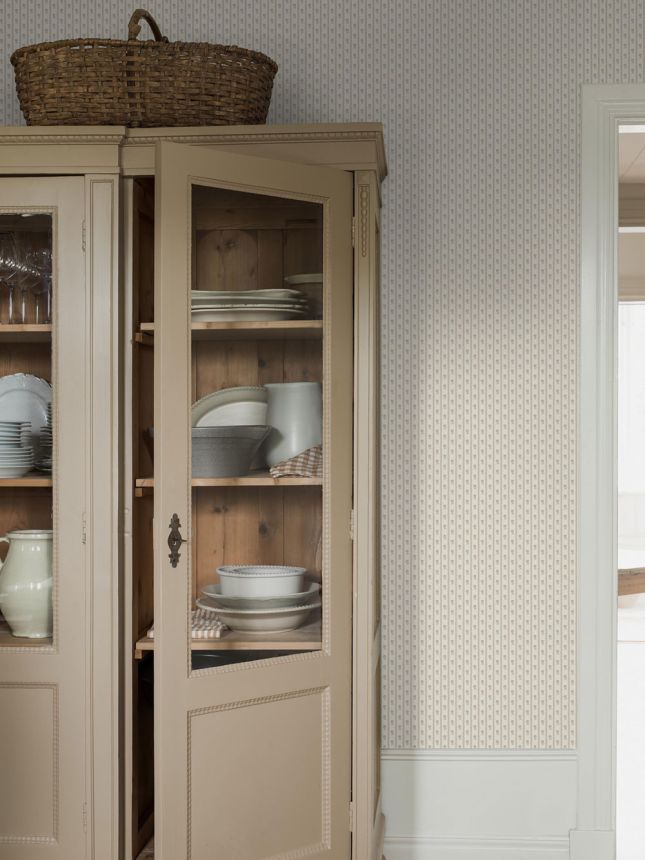 Tapete, grau-beige, Blumen, Streifen, 6955, Osterlen, Borastapeter