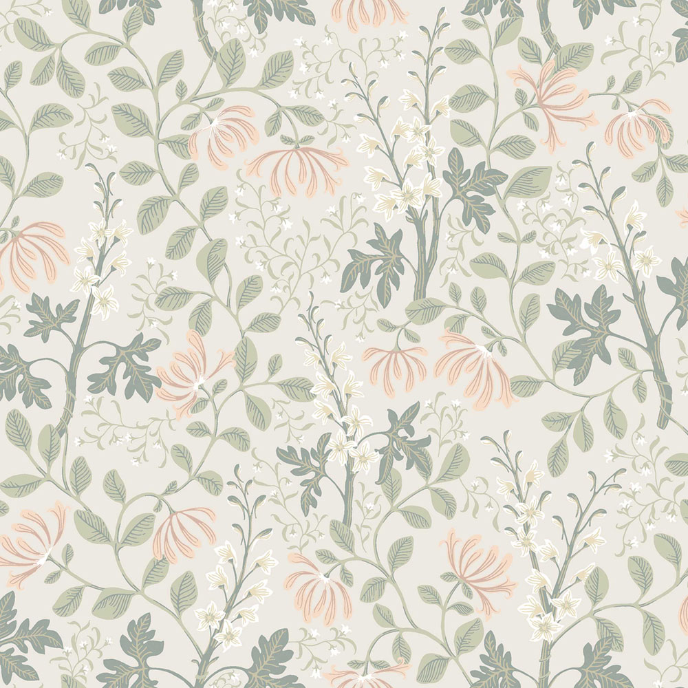 Tapete, grau-beige, Blumen, Blätter, 6983, Osterlen, Borastapeter