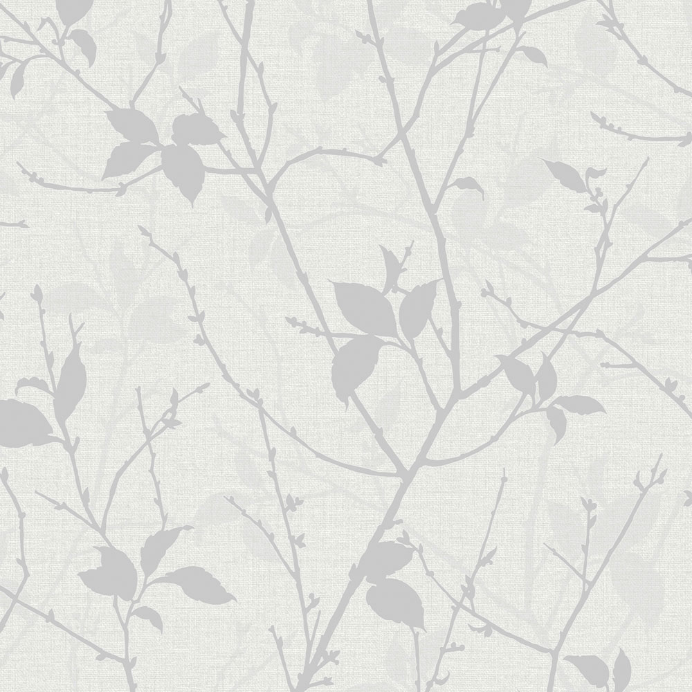 Tapete, grau-silber, Blätter, Zweige, 122433, Refine, Graham Brown Boutique