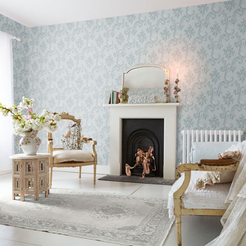 Tapete, blau, klassisch, Ornamente, 125114, Shabby Chic by Rachel Ashwell