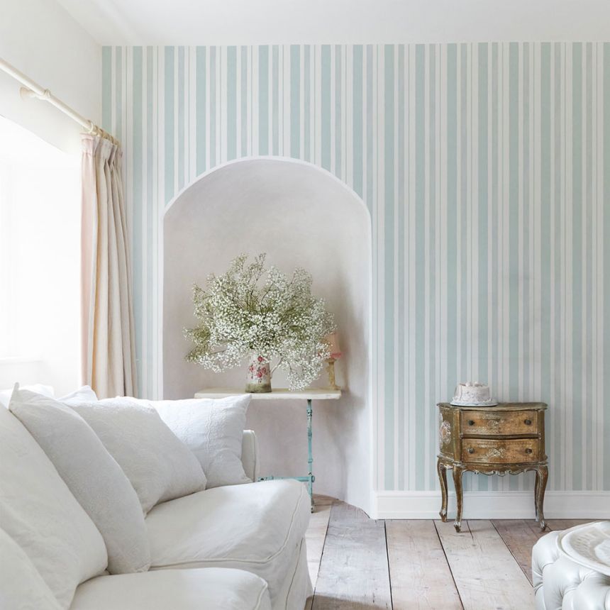 Tapete, blau, Streifen, 125117, Shabby Chic by Rachel Ashwell