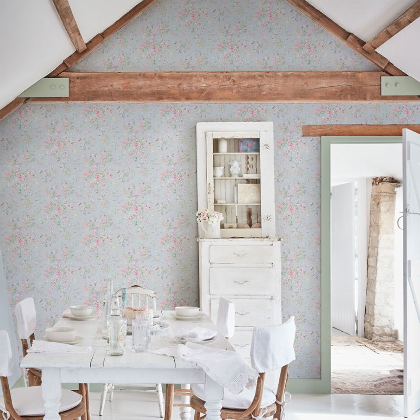 Tapete, blau, Blumen, 125123, Shabby Chic by Rachel Ashwell