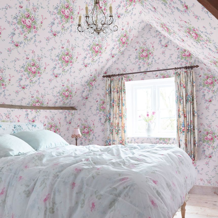 Tapete, rosa, Blumen, 125127, Shabby Chic by Rachel Ashwell