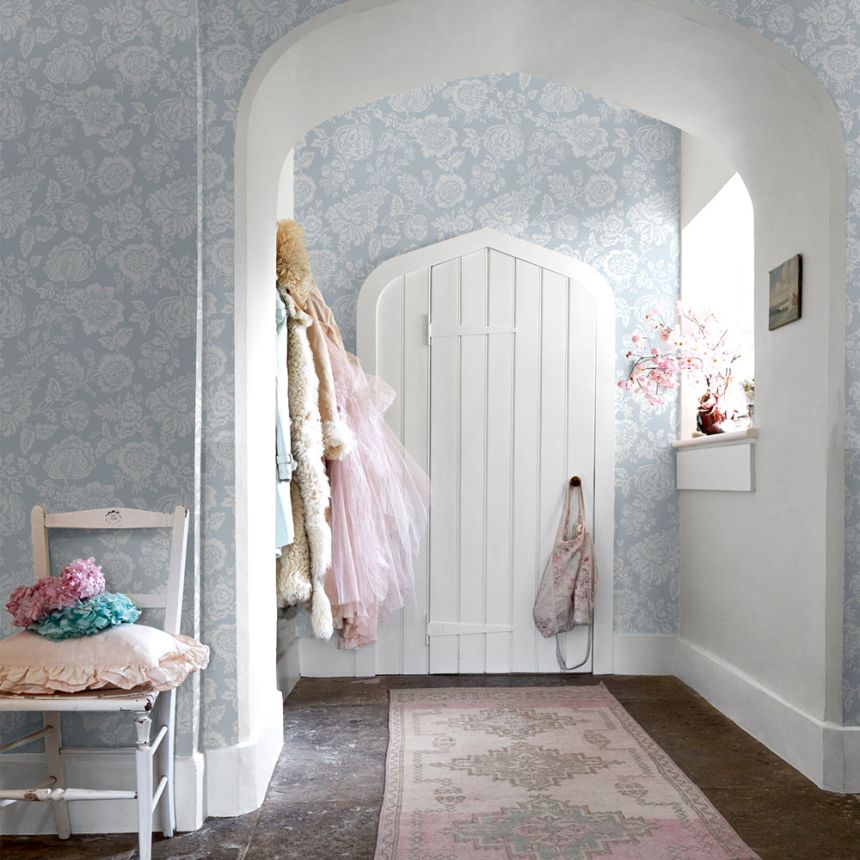 Tapete, blau, Blumen, 125141, Shabby Chic by Rachel Ashwell