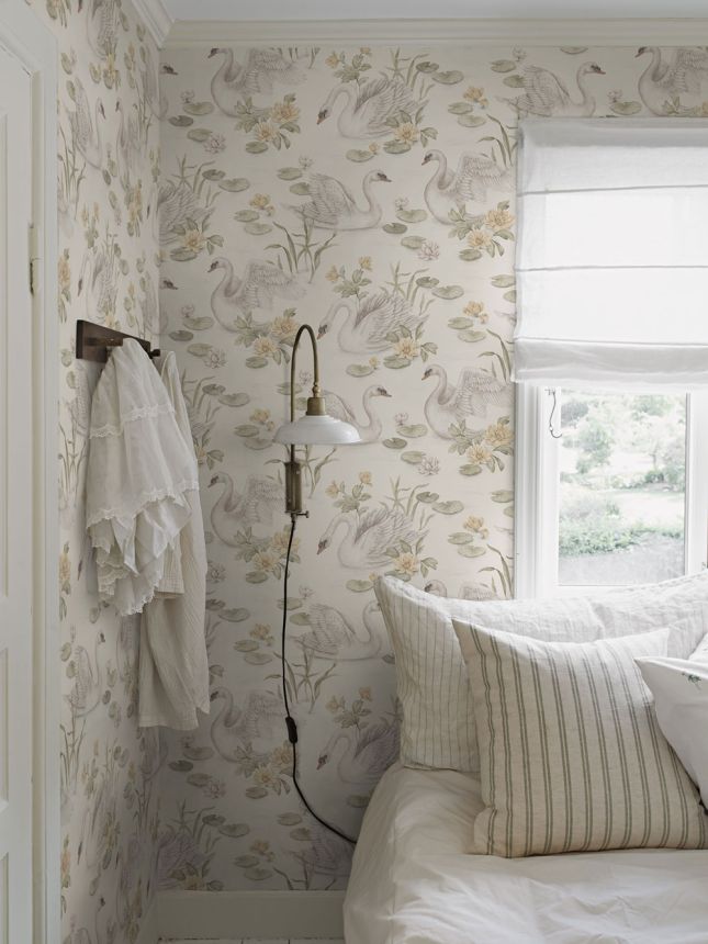 Tapete, creme, Schwäne, 6926, Newbie Wallpaper, Boråstapeter