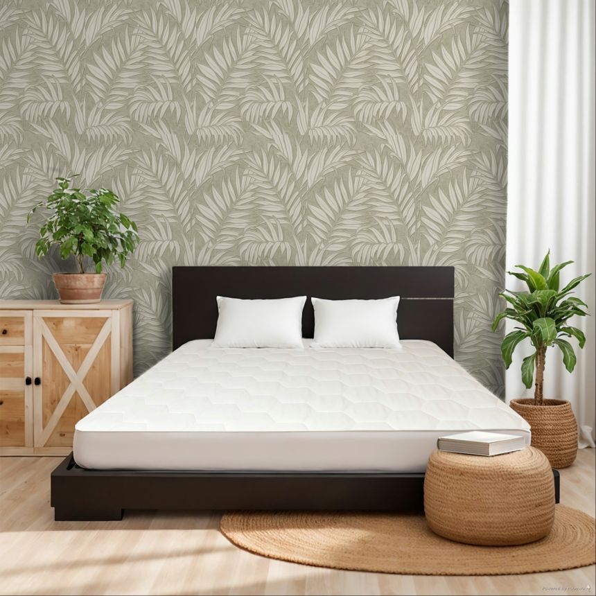 Tapete, grau-grün, Blätter, 350555, Riviera Maison, Eijffinger