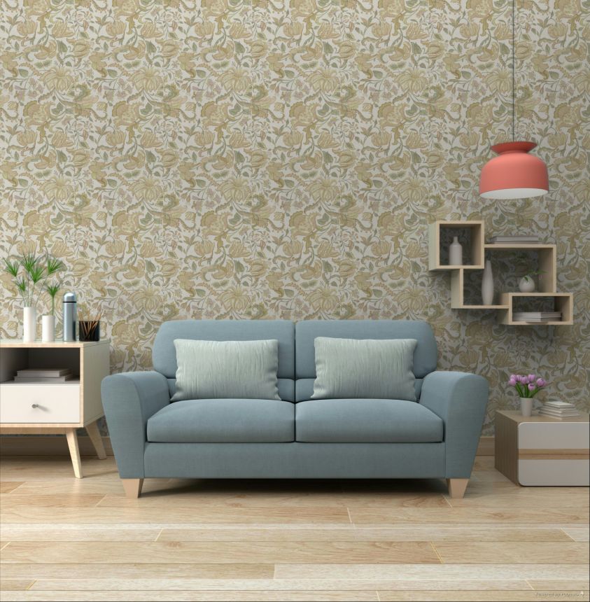 Tapete, braun-beige, Blumen, 350642, Amber, Eijffinger