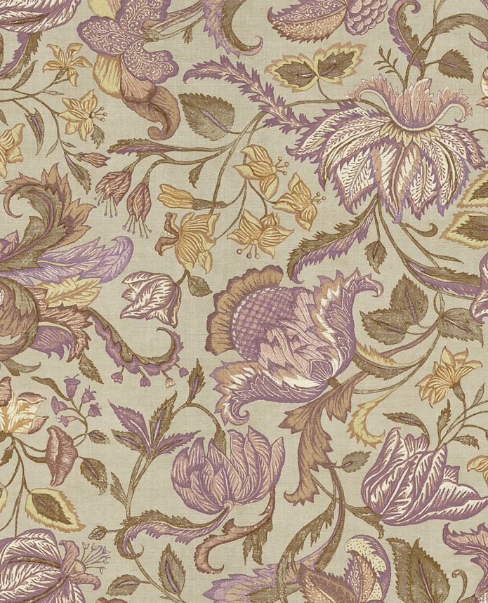Tapete, braun-lila, Blumen, 350644, Amber, Eijffinger