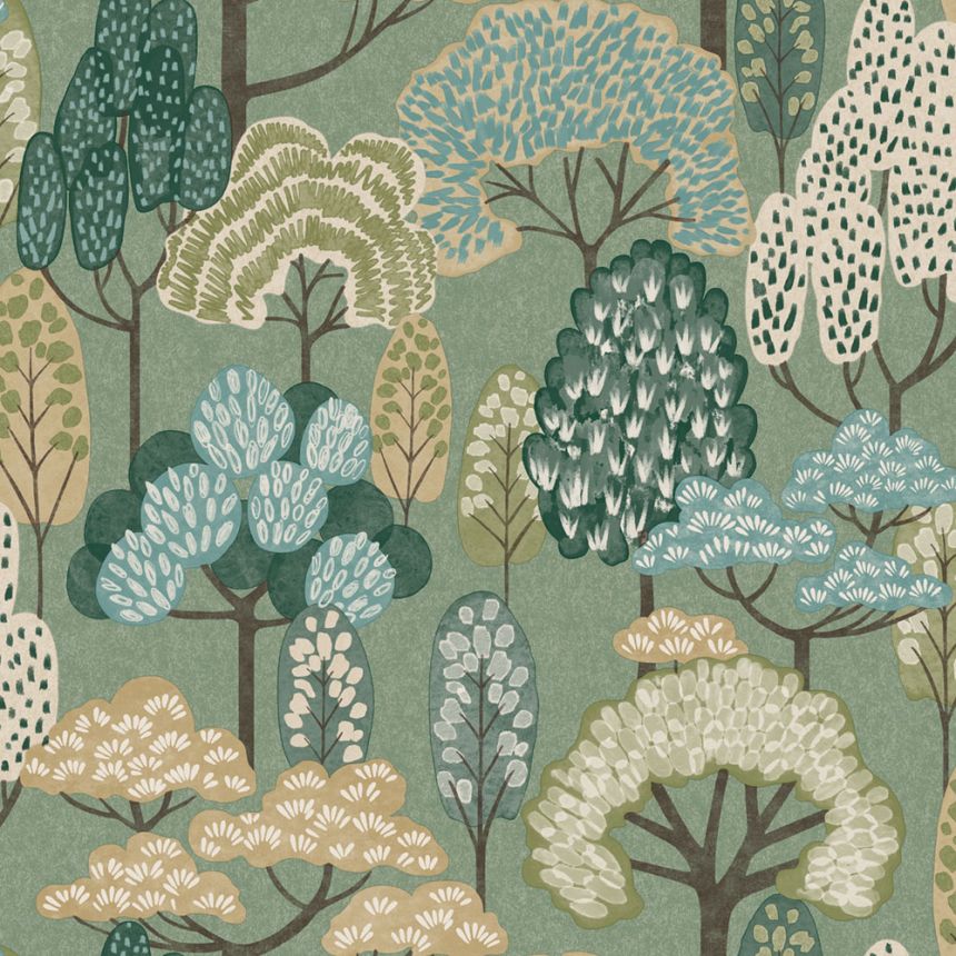 Kindertapete, grün, Bäume, LD2113, Little Dreamers, Grandeco