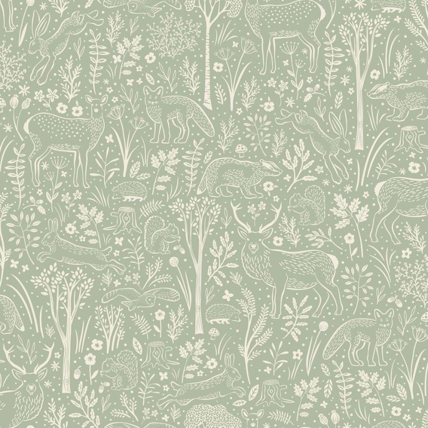 Tapete, grün, Waldtiere, LD3413, Little Dreamers, Grandeco