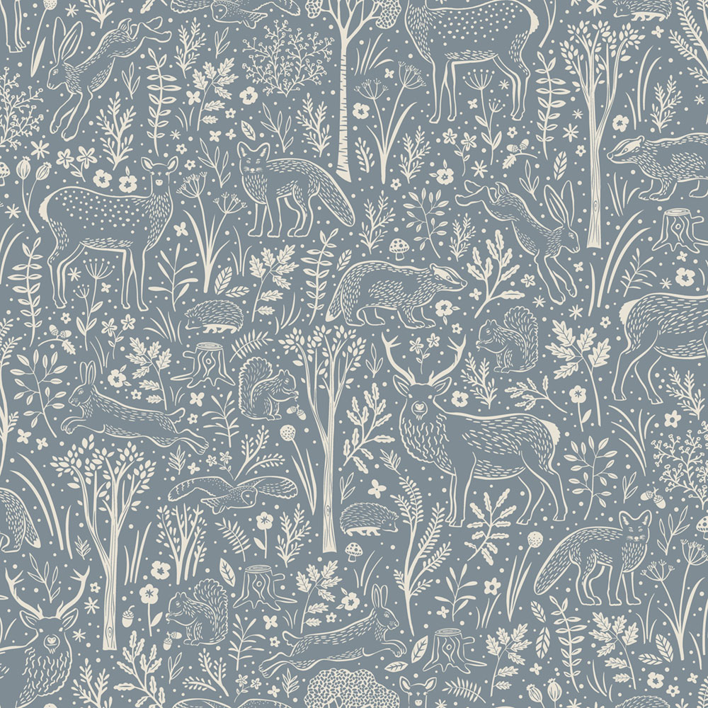 Tapete, blau, Waldtiere, LD3415, Little Dreamers, Grandeco