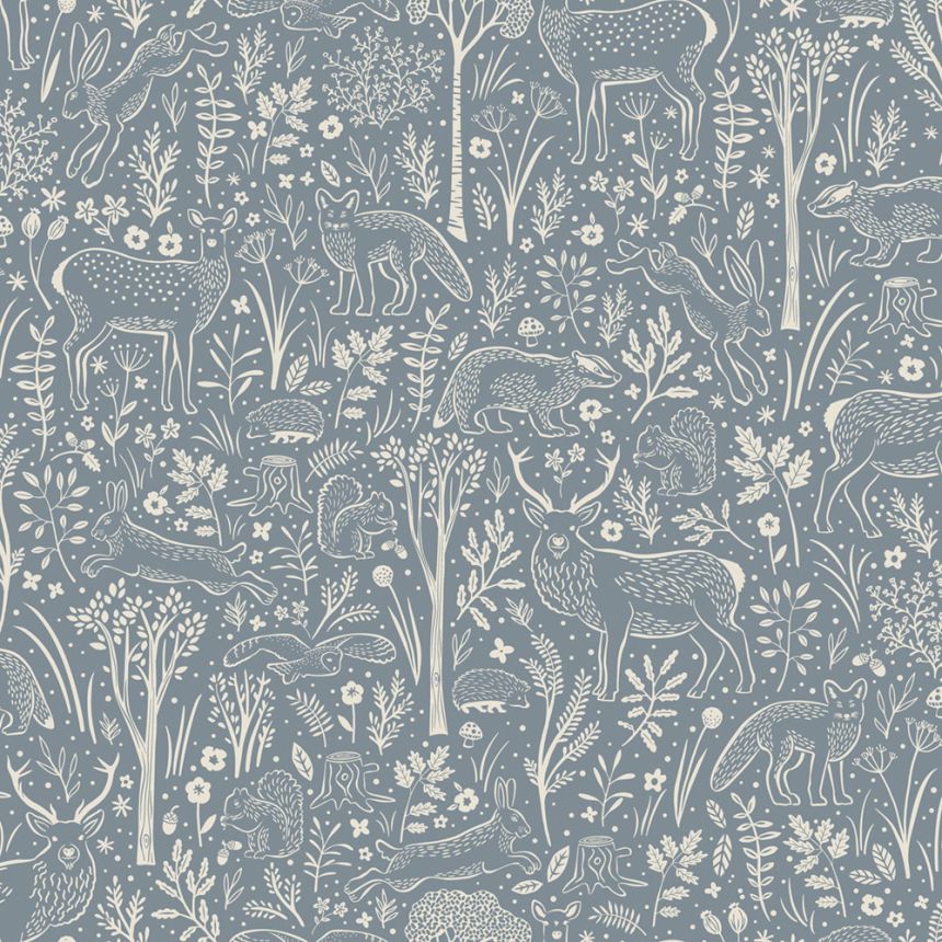 Tapete, blau, Waldtiere, LD3415, Little Dreamers, Grandeco