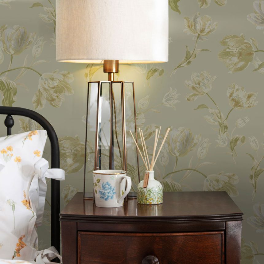 Tapete, grau, Blumen, 122769, Laura Ashley Signature
